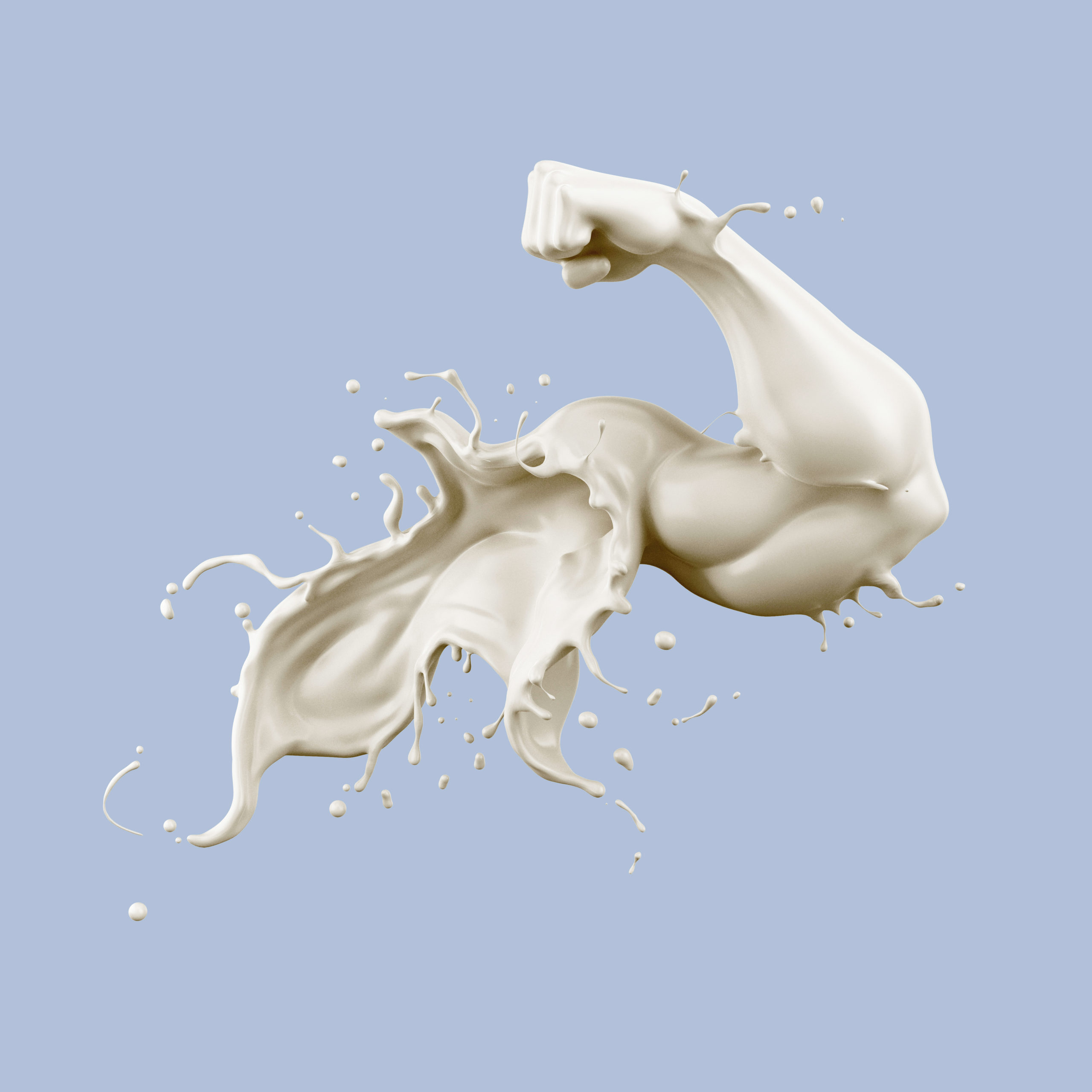 milk in the shape of an arm flexing the bicep